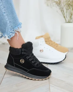 Ocieplane|Sneakersy^Royalfashion Buty sportowe damskie z ociepleniem w kolorze m Cerrto czarny