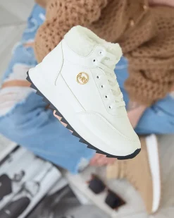 Ocieplane|Sneakersy^Royalfashion Buty sportowe damskie z ociepleniem w kolorze m Cerrto biały