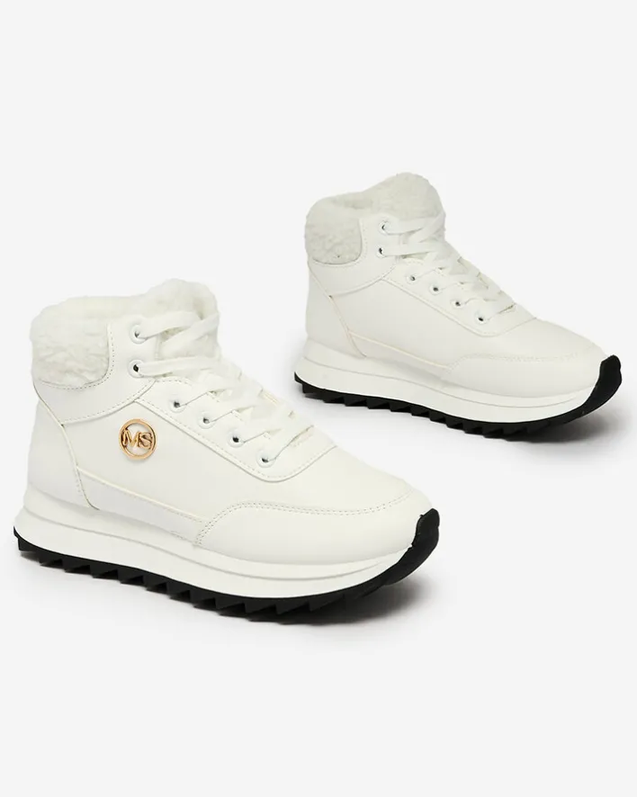 Ocieplane|Sneakersy^Royalfashion Buty sportowe damskie z ociepleniem w kolorze m Cerrto biały