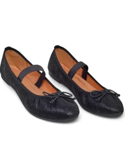 Buty Na Wielkie Wyjście|Baleriny Klasyczne^Royalfashion Błyszczące damskie baleriny z kokardką i gumką Safte czarny