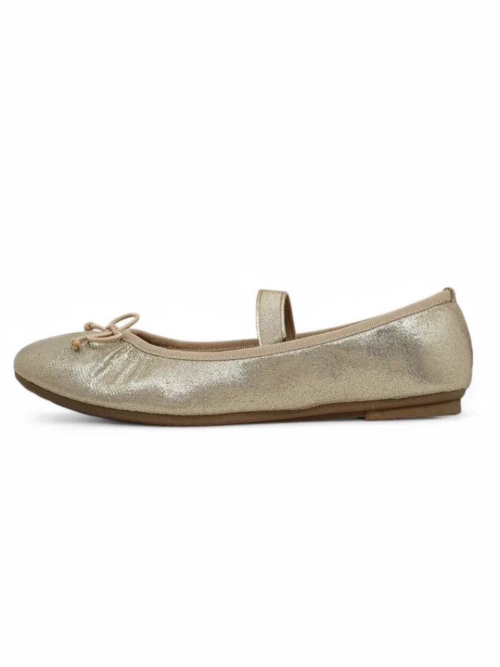Buty Na Wielkie Wyjście|Baleriny Klasyczne^Royalfashion Błyszczące damskie baleriny z kokardką i gumką Safte złoty