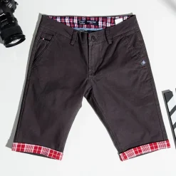 Spodnie|Spodnie^Royalfashion Ciemnoszare męskie spodenki z mi wstawkami Bordowy