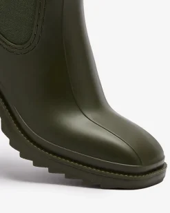 Botki Bez Ocieplenia|Botki Na Płaskim Obcasie^Royalfashion Ciemnozielone damskie botki Caldala zielony