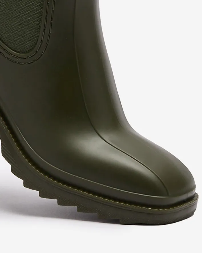 Botki Bez Ocieplenia|Botki Na Płaskim Obcasie^Royalfashion Ciemnozielone damskie botki Caldala zielony