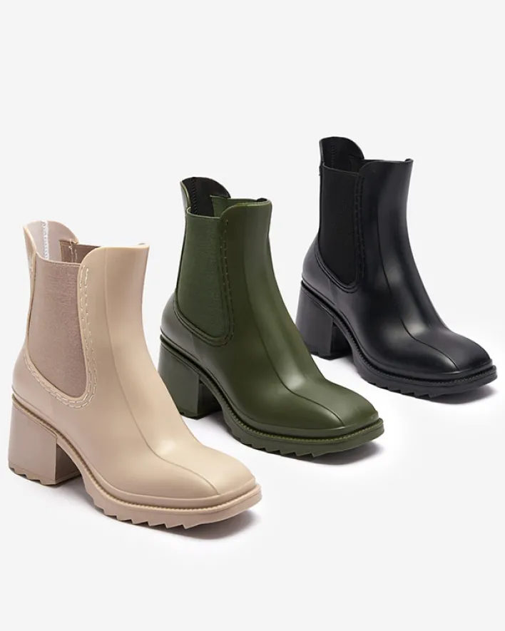 Botki Bez Ocieplenia|Botki Na Płaskim Obcasie^Royalfashion Ciemnozielone damskie botki Caldala zielony