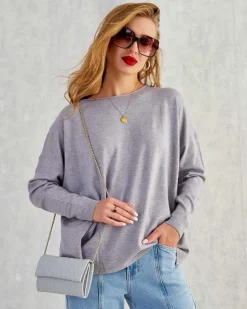 Swetry^Royalfashion Cienki damski sweterek gołębi szary