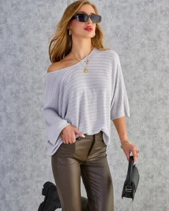 Swetry^Royalfashion Cienki damski sweterek Jasny szary