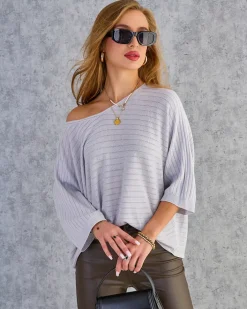 Swetry^Royalfashion Cienki damski sweterek Jasny szary