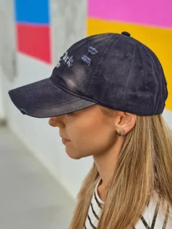 Czapki I Kapelusze^Royalfashion Czapka z Daszkiem New York 1976 z przetarciami Granatowy