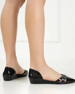 Baleriny Klasyczne^Royalfashion Czarne baleriny damskie z gumy Favoli czarny