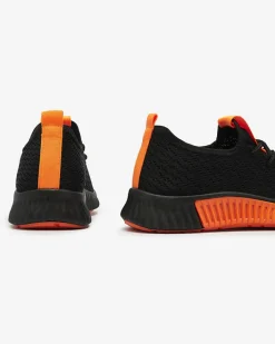 Bieganie, Ćwiczenia I Trening^Royalfashion Czarne damskie buty sportowe z pomarańzowymi wstawkami Keteti pomarańczowy
