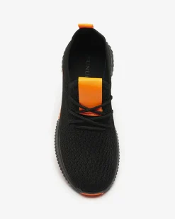 Bieganie, Ćwiczenia I Trening^Royalfashion Czarne damskie buty sportowe z pomarańzowymi wstawkami Keteti pomarańczowy