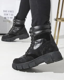 Trapery|Botki Bez Ocieplenia^Royalfashion Czarne damskie nieocieplane botki typu trapery Kasemi czarny