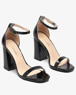 Buty Na Wielkie Wyjście|Sandały Na Słupku^Royalfashion Czarne damskie sandały na słupku Whopso czarny