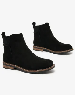 Sztyblety|Botki Na Płaskim Obcasie^Royalfashion Czarne damskie botki a'la sztyblety z eko-zamszu Veysi czarny