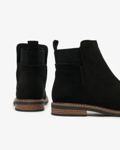 Sztyblety|Botki Na Płaskim Obcasie^Royalfashion Czarne damskie botki a'la sztyblety z eko-zamszu Veysi czarny