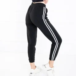 Spodnie Dresowe^Royalfashion Czarne damskie spodnie dresowe z lampasami czarny