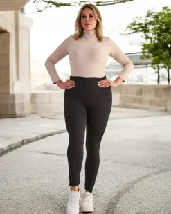 Legginsy / Tregginsy|Plus Size^Royalfashion Czarne klasyczne damskie legginsy z ociepleniem PLUS SIZE