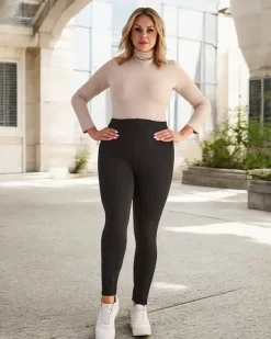 Legginsy / Tregginsy|Plus Size^Royalfashion Czarne klasyczne damskie ocieplane legginsy PLUS SIZE