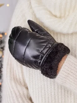 Rękawiczki^Royalfashion Czarne rękawiczki damskie czarny