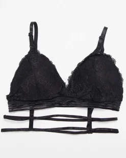 Codzienne^Royalfashion biustonosz damski z koronką i paseczkami czarny