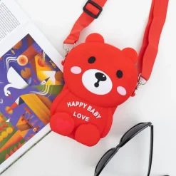 Dziewczęce^Royalfashion Czerwona torebka w kształcie misia czerwony