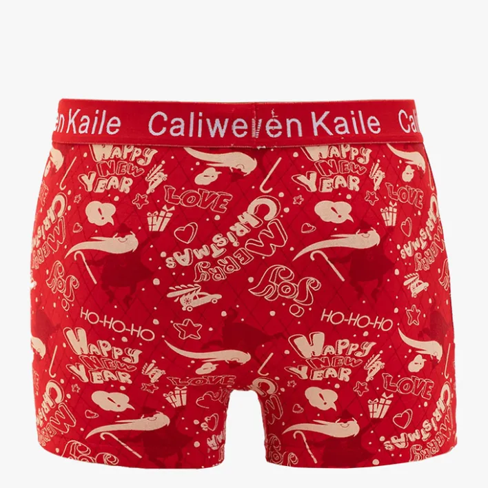 Majtki^Royalfashion Czerwone świąteczne bokserki męskie