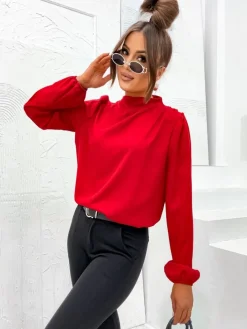 Bluzki / Koszule / Koszulki^Royalfashion Damska bluzka ze stójką czerwony