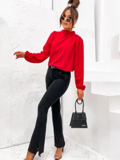 Bluzki / Koszule / Koszulki^Royalfashion Damska bluzka ze stójką czerwony