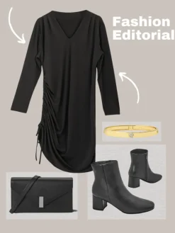 Sukienki Krótkie^Royalfashion Damska długa sukienka z marszczeniem