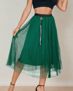 Spódnice^Royalfashion Damska dwuwarstwowa spódnica midi zielony