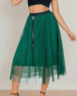 Spódnice^Royalfashion Damska dwuwarstwowa spódnica midi zielony