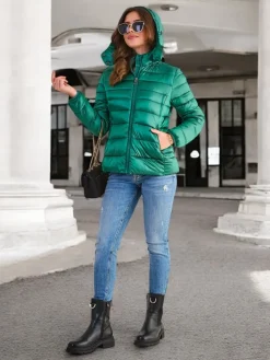 Kurtki / Marynarki / Płaszcze^Royalfashion Damska kurtka zimowa pikowana zielony