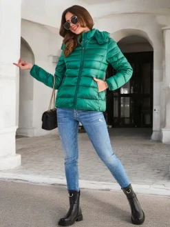 Kurtki / Marynarki / Płaszcze^Royalfashion Damska kurtka zimowa pikowana zielony