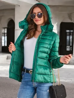 Kurtki / Marynarki / Płaszcze^Royalfashion Damska kurtka zimowa pikowana zielony