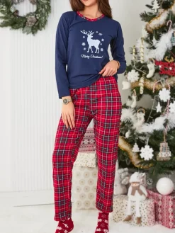 Piżamy^Royalfashion Damska piżama świąteczna w kolorze m Granatowy