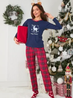 Piżamy^Royalfashion Damska piżama świąteczna w kolorze m Granatowy