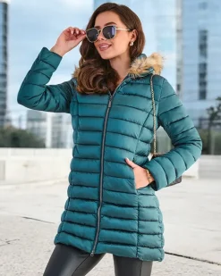 Kurtki / Marynarki / Płaszcze^Royalfashion Damska pikowana kurtka zimowa zielony