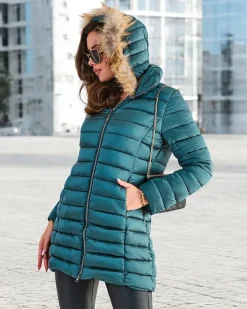 Kurtki / Marynarki / Płaszcze^Royalfashion Damska pikowana kurtka zimowa zielony