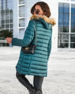 Kurtki / Marynarki / Płaszcze^Royalfashion Damska pikowana kurtka zimowa zielony