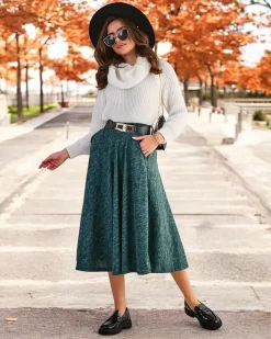 Spódnice^Royalfashion Damska spódnica midi zielony