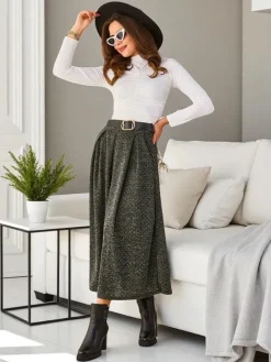 Spódnice^Royalfashion Damska spódnica midi zielony