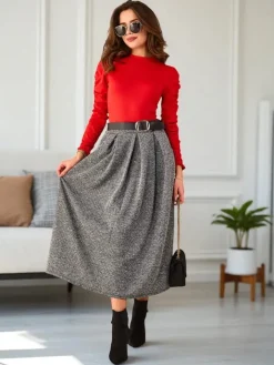 Spódnice^Royalfashion Damska spódnica midi zielony