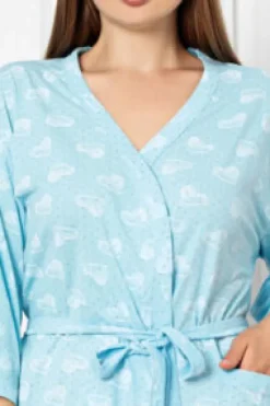 Szlafroki^Royalfashion Damski bawełniany szlafrok w serduszka Ecru