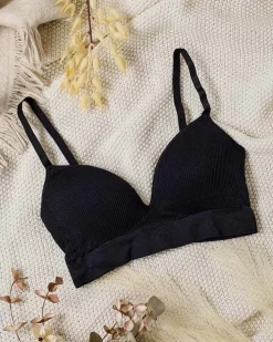 Codzienne^Royalfashion Damski biustonosz prążkowany czarny