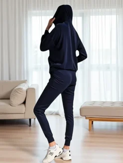 Komplety Damskie^Royalfashion Damski komplet a'la welur Granatowy