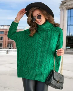 Swetry^Royalfashion Damski sweter z golfem zielony