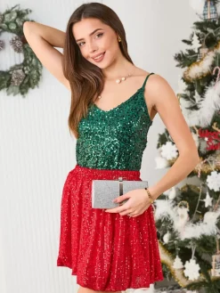 Bluzki / Koszule / Koszulki^Royalfashion Damski top z cekinami zielony