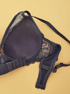 Codzienne^Royalfashion Damski usztywniany biustonosz z siateczką Granatowy