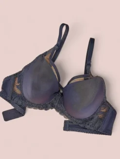 Codzienne^Royalfashion Damski usztywniany biustonosz z siateczką Granatowy